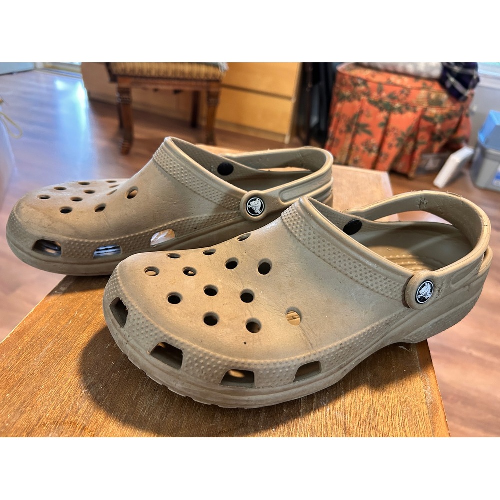 Crocs Classic Clog Tan Beige Slip On Casual Comfort Shoes Unisex Size M 9 L 11 - Picture 3 of 5